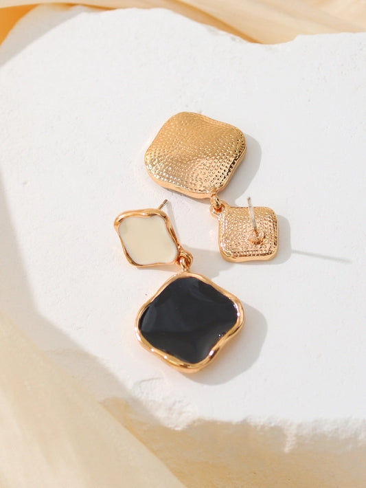 Black & White Enamel Drop Earrings