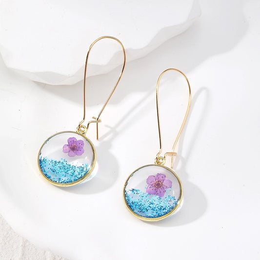 Glitter Resin Floral Drop Earrings