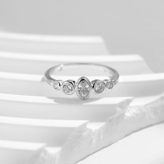Gabrielle Minimalist Crystal Silver Ring