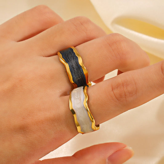 Day & Night Enamel Open Band Ring