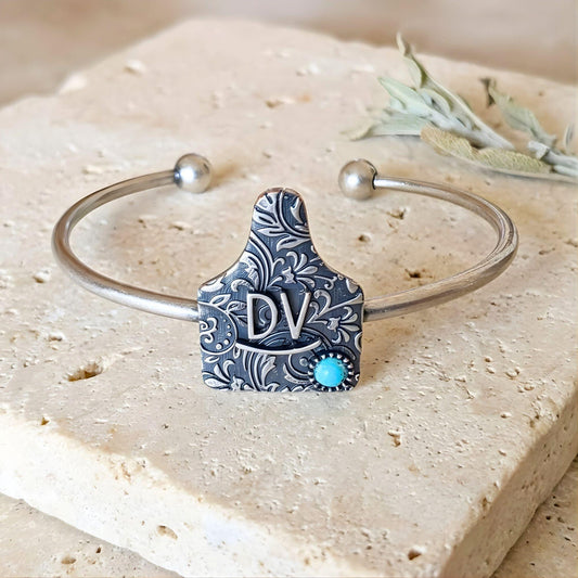 Personalized Cow Tag Bracelet with Initials or Brand Logo