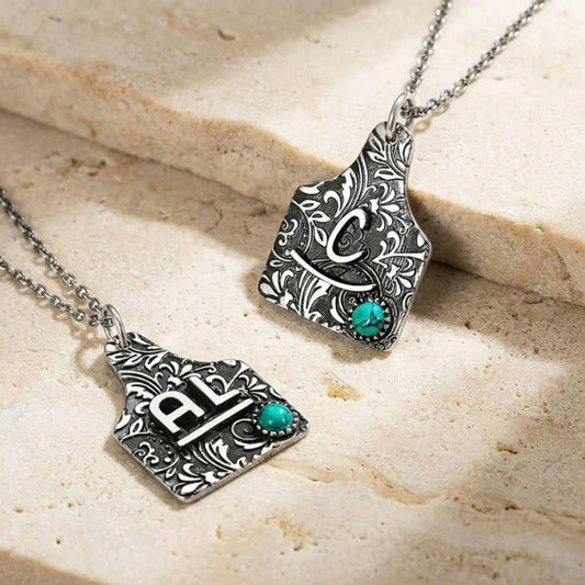 Personalized Cow Tag Necklace with Initials or Brand Logo