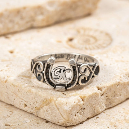 Personalized Initial Engraved Horseshoe Ring