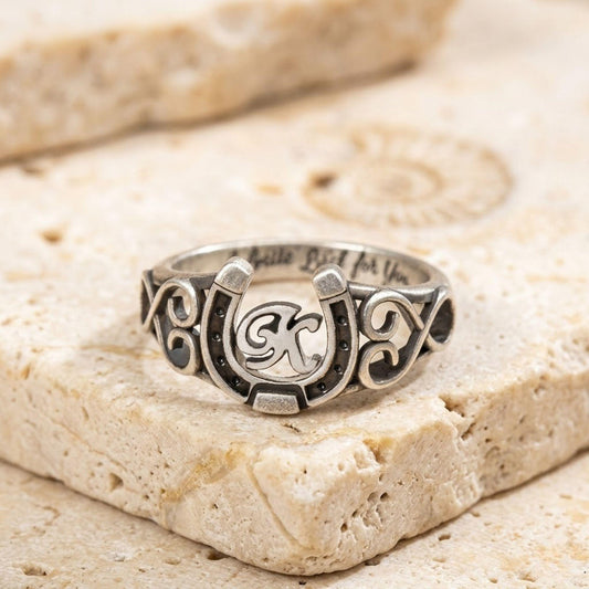 Personalized Initial Engraved Horseshoe Ring