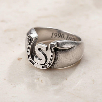 Custom Initial Engraved Horseshoe Ring