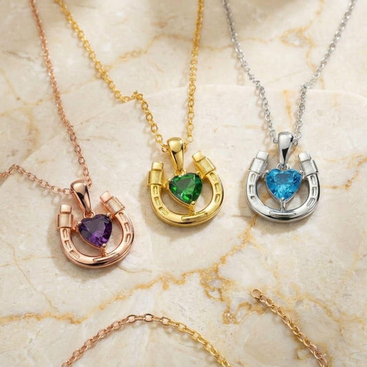 Personalized Birthstone Horseshoe Necklace
