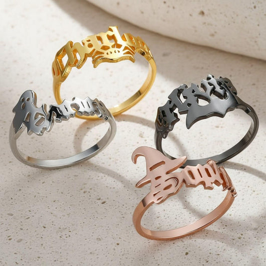 Personalized Gothic Halloween Name Ring