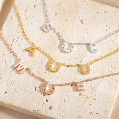 Custom Horseshoe Necklace with Two Initials