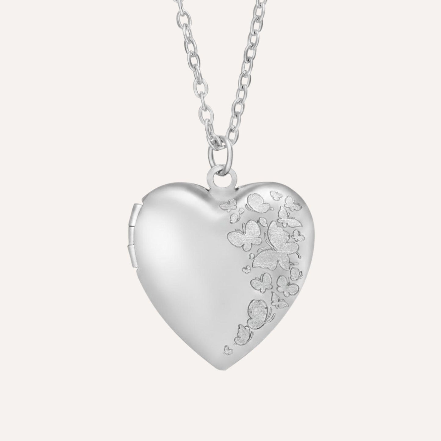 Personalized Butterfly Heart Locket Necklace