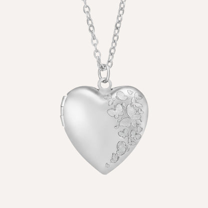 Personalized Butterfly Heart Locket Necklace