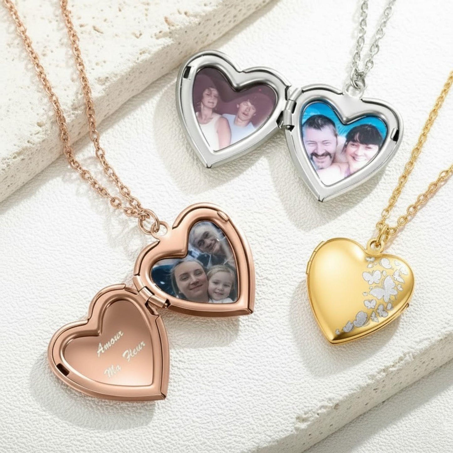 Personalized Butterfly Heart Locket Necklace