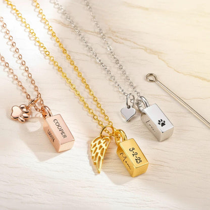 Engraved Mini Charm Urn Necklace