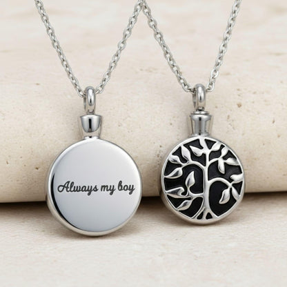 Engraved Tree of Life Urn Necklace