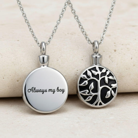 Engraved Tree of Life Urn Necklace