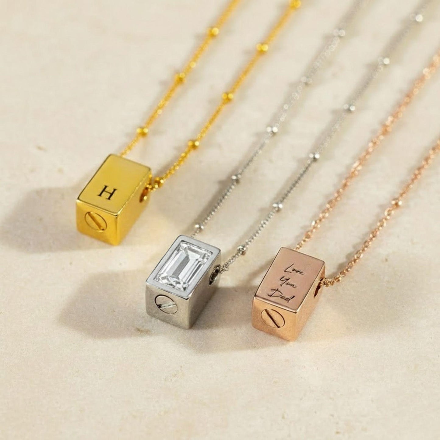 Engraved Mini Crystal Urn Necklace