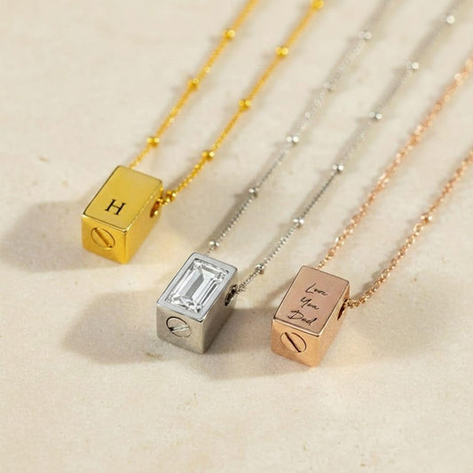 Engraved Mini Crystal Urn Necklace