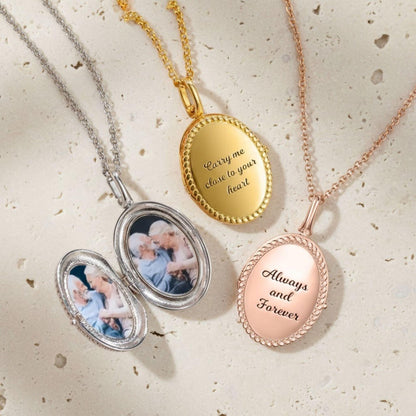 Personalized Oval Photo Locket Necklace
