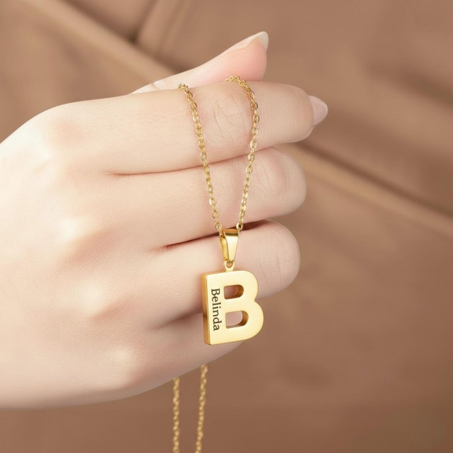 Initial Letter Urn Necklace with Engraved Name