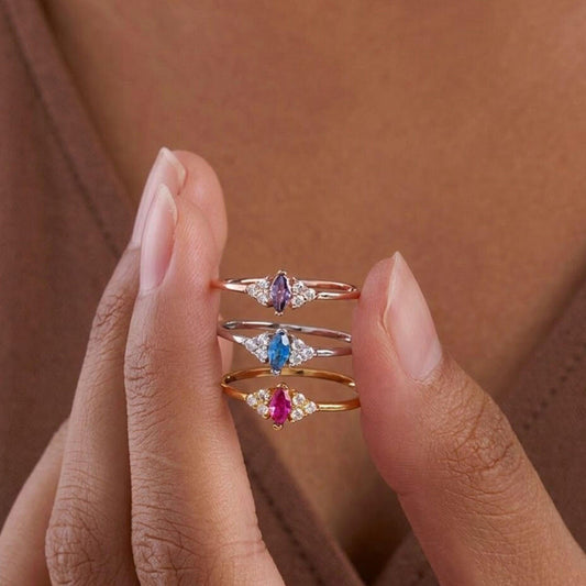 Personalized Marquise Cut Birthstone Ring