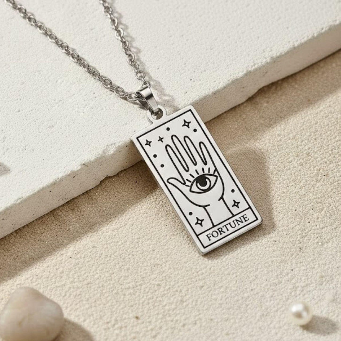 Custom Engraved Tarot Card Necklace