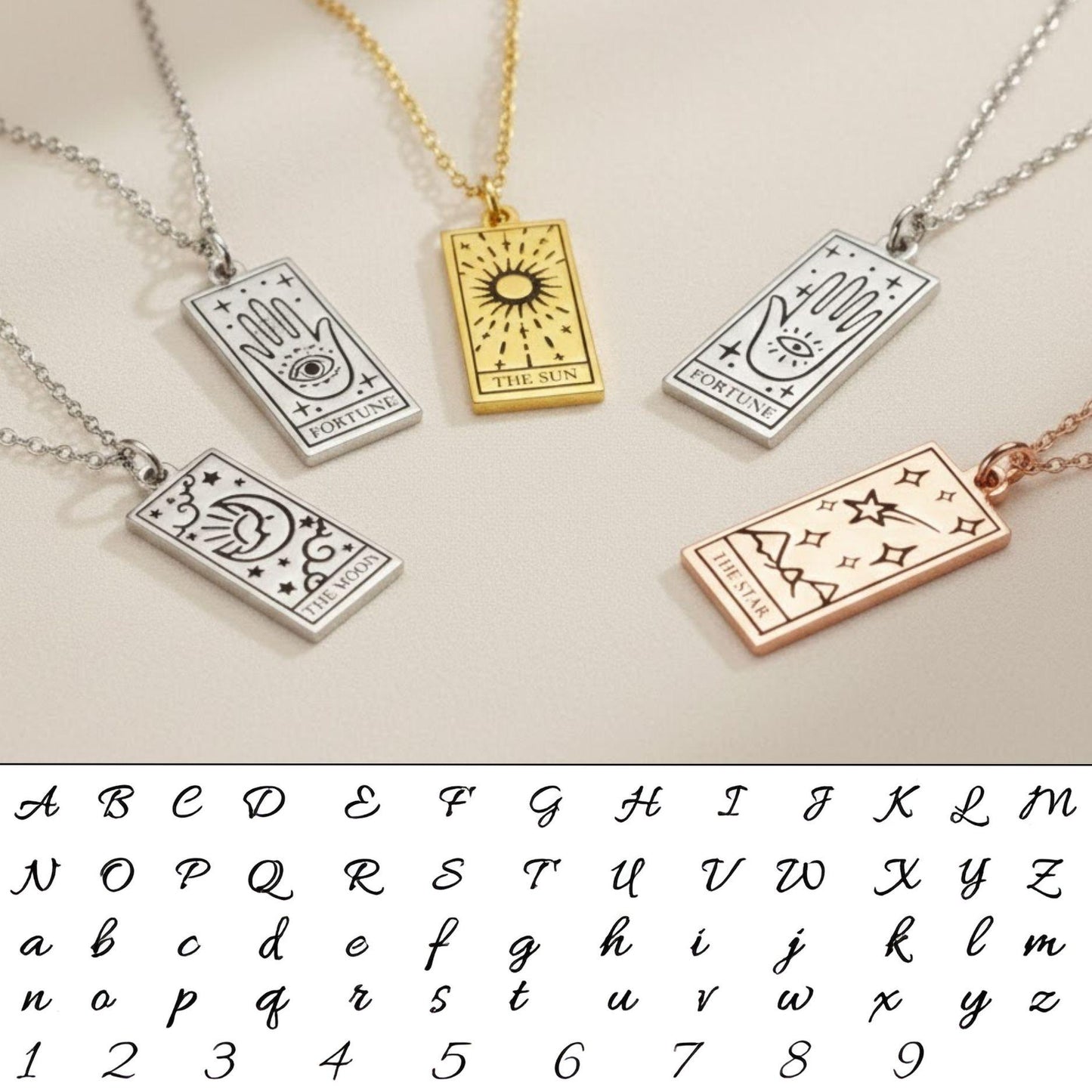 Custom Engraved Tarot Card Necklace