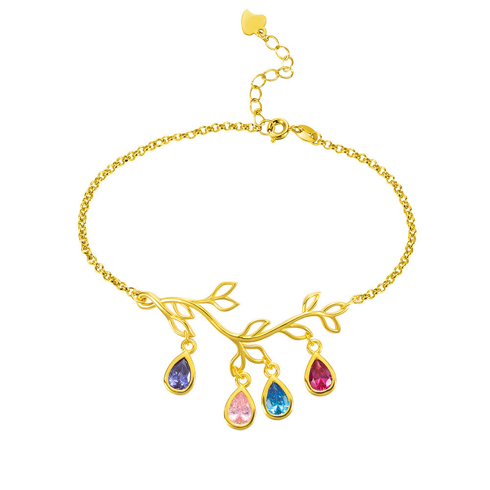 Combined Family Branch Birthstone Bracelet