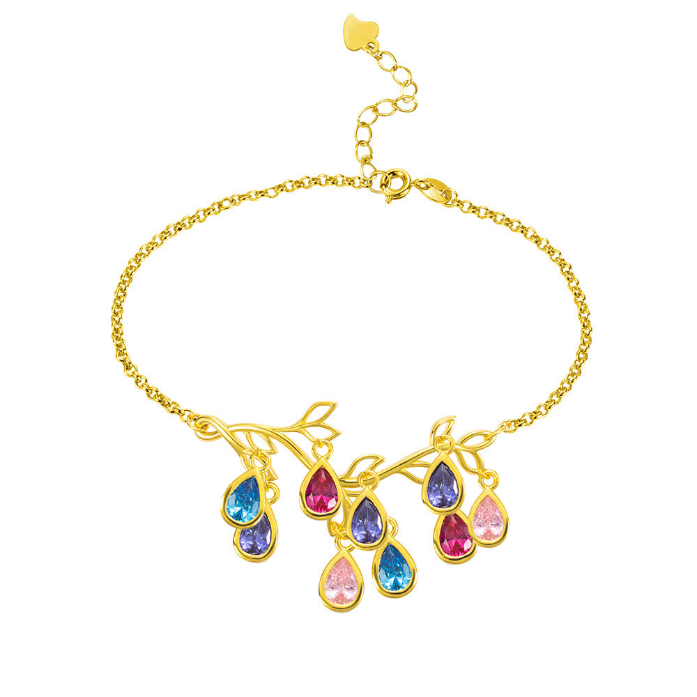Combined Family Branch Birthstone Bracelet