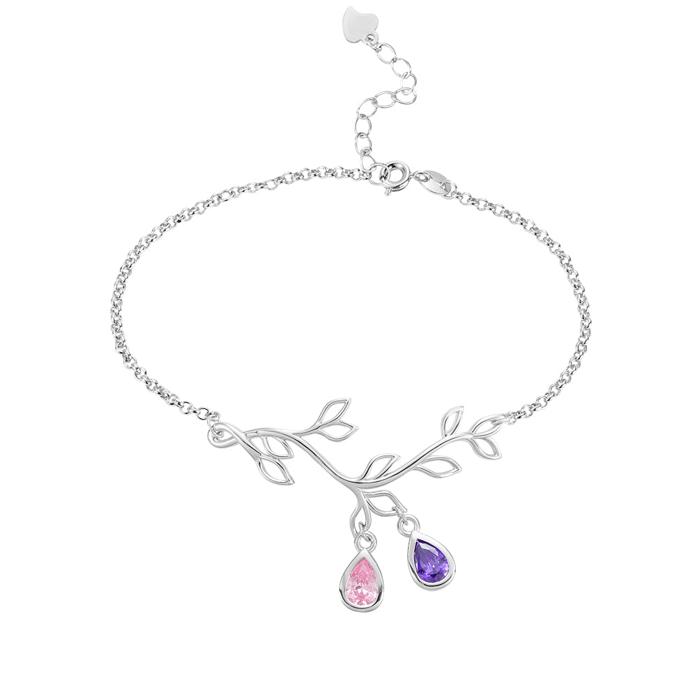 Combined Family Branch Birthstone Bracelet