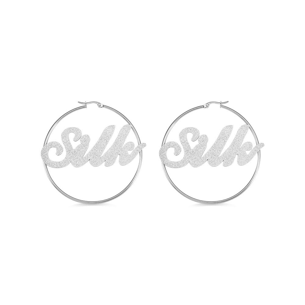 Personalized Sparkling Name Hoop Earrings