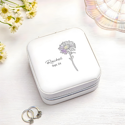 Name & Date Jewelry Box with Birth Flower