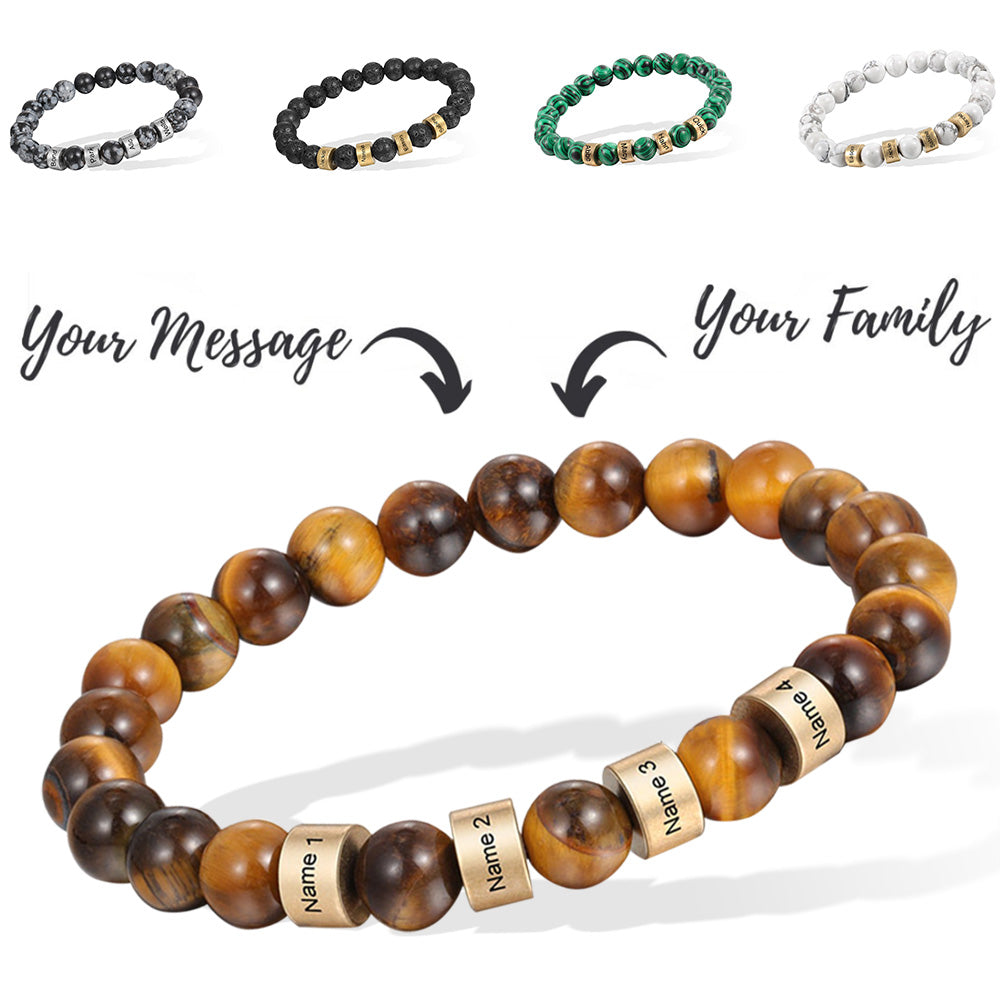 Custom Gemstone Beaded Bracelet with Names