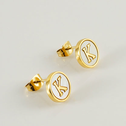 Custom Shell Letter Stud Earrings