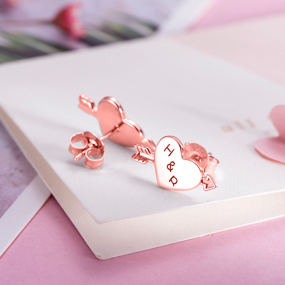 Personalized Initials Heart Stud Earrings