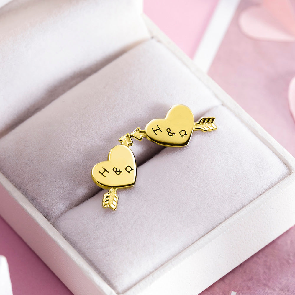 Personalized Initials Heart Stud Earrings