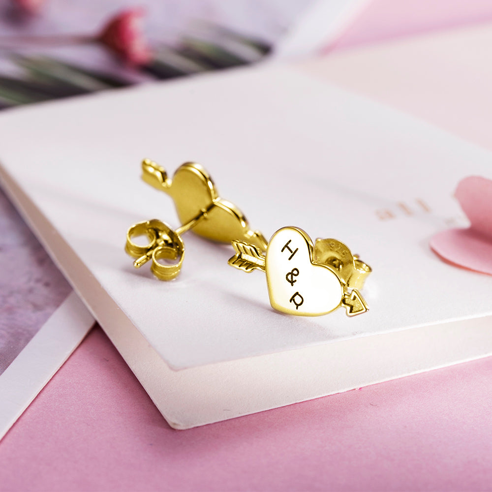 Personalized Initials Heart Stud Earrings