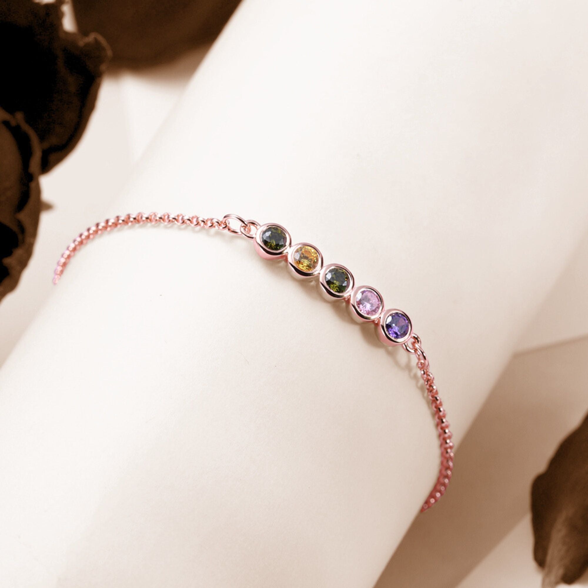 Combined Birthstone Minimalist Bracelet