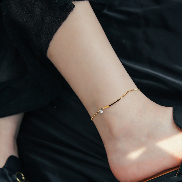 Minimalist Zircon 18K Gold Plated Anklet