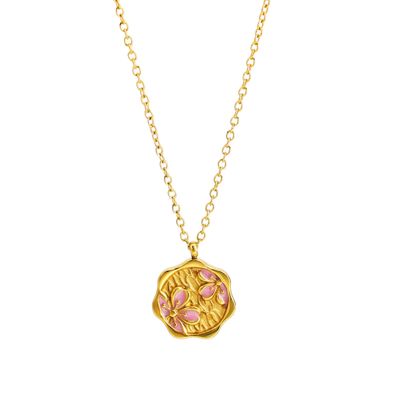 Vintage Stamp Floral Pendant Necklace