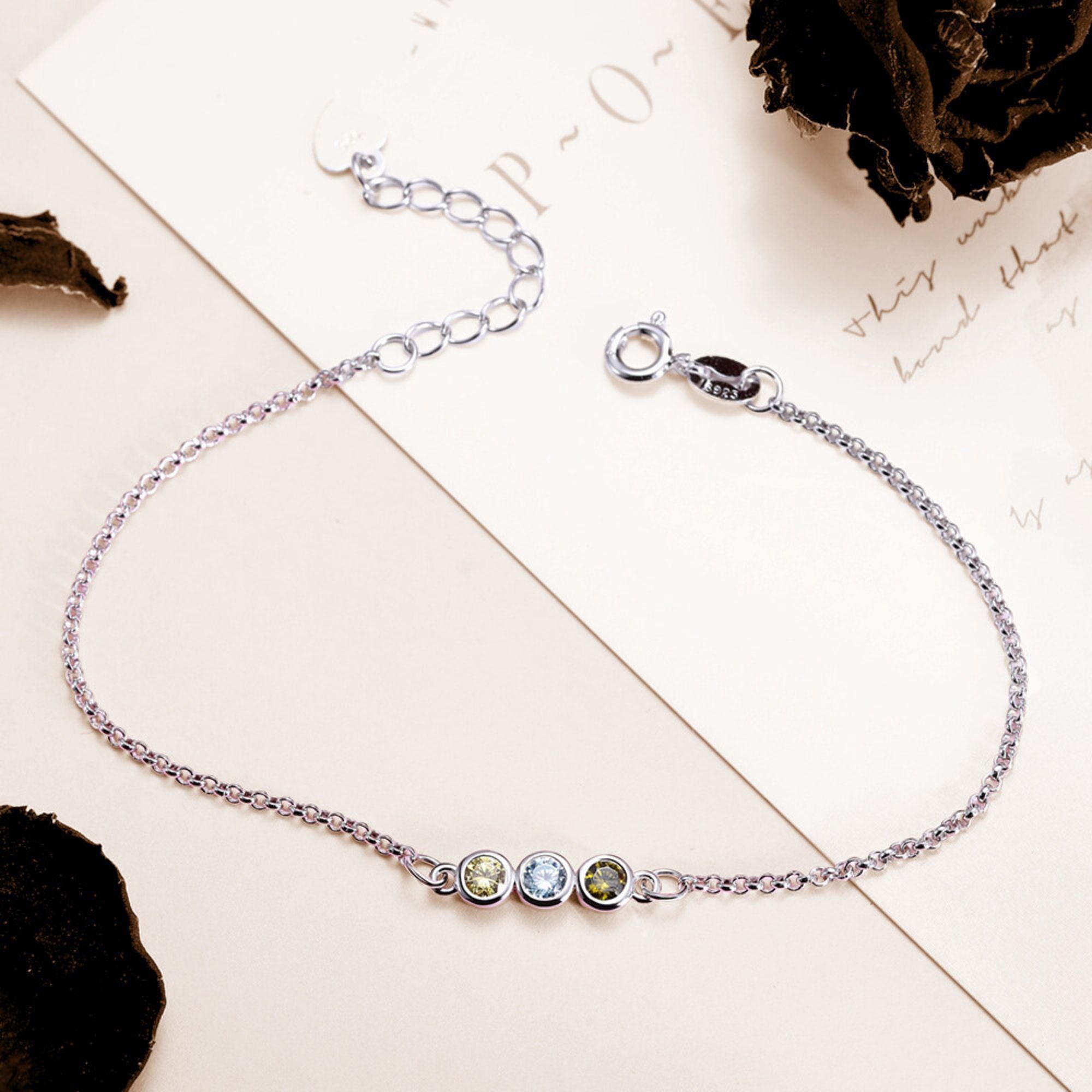 Combined Birthstone Minimalist Bracelet