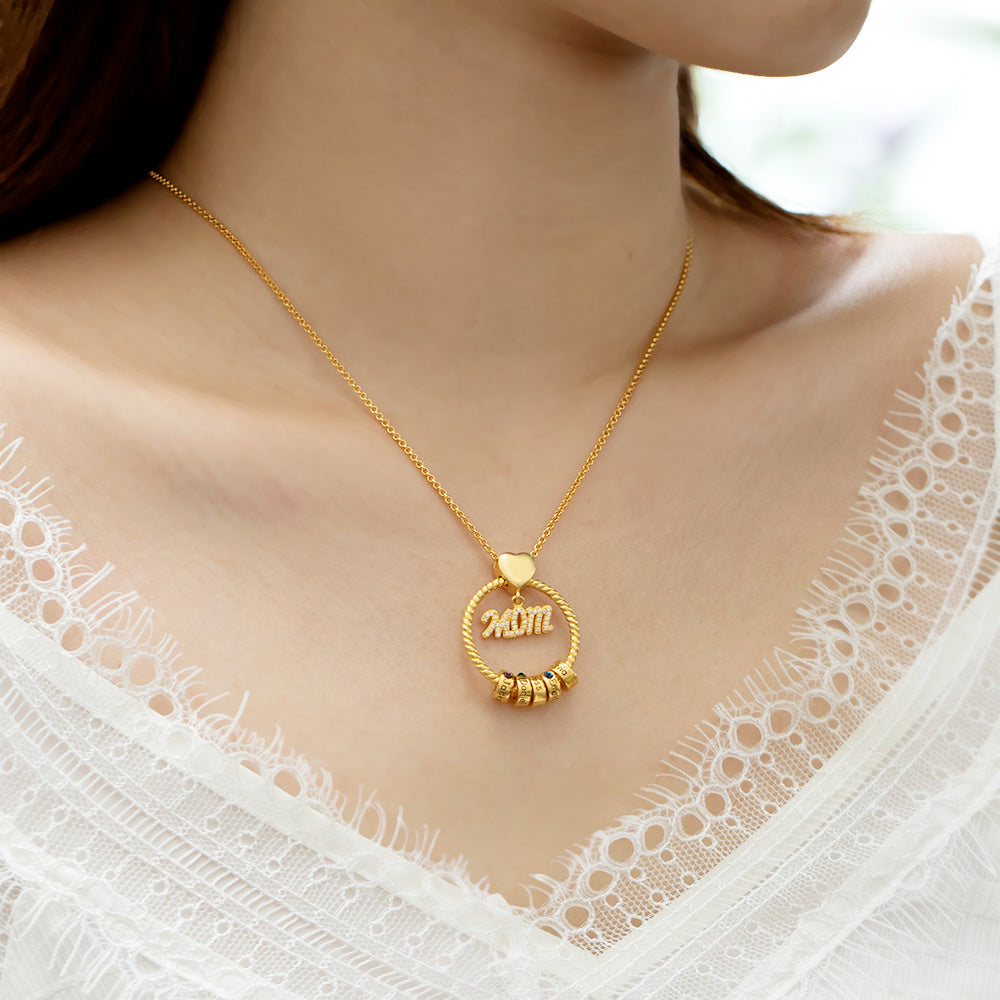 Mom Combined Names Birthstones Necklace