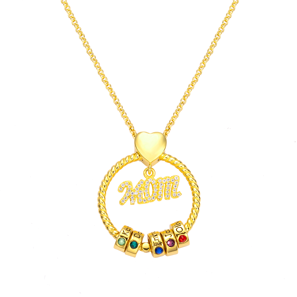 Mom Combined Names Birthstones Necklace