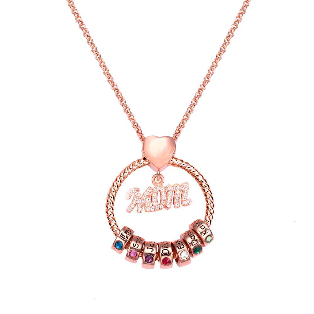 Mom Combined Names Birthstones Necklace