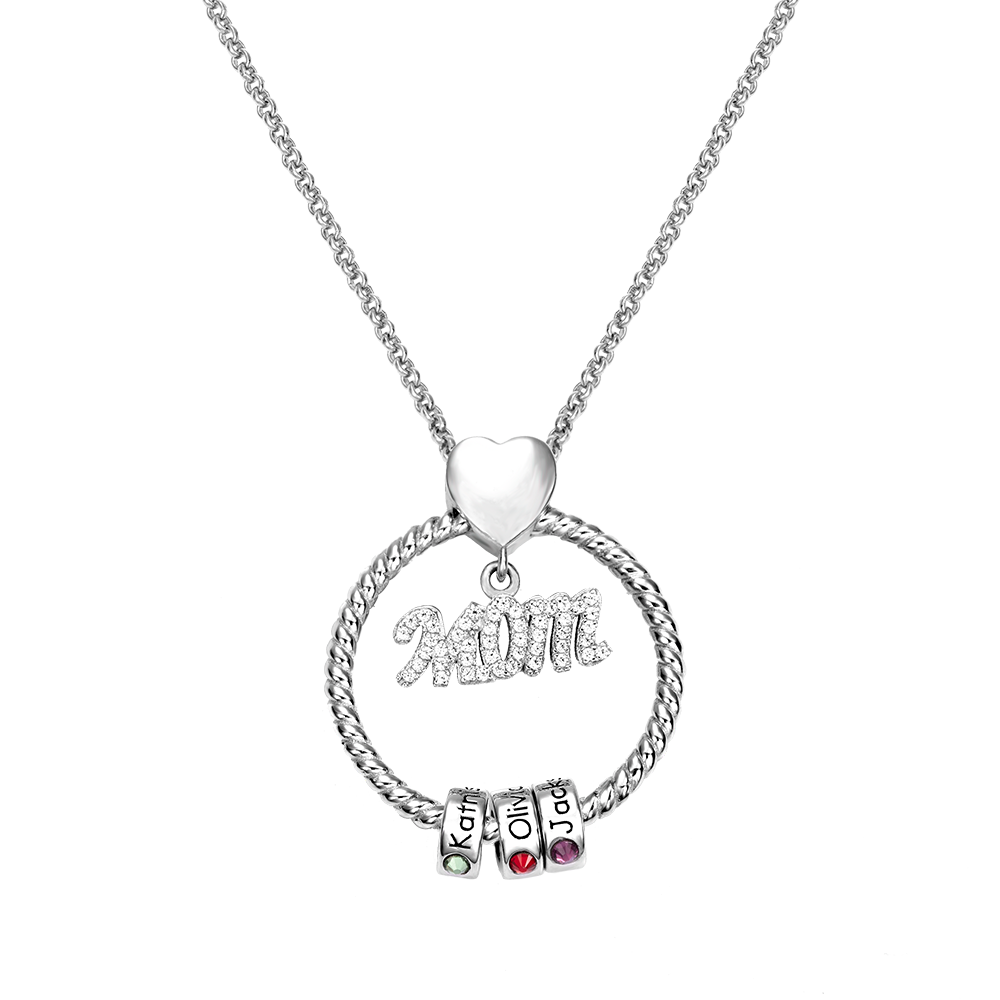 Mom Combined Names Birthstones Necklace