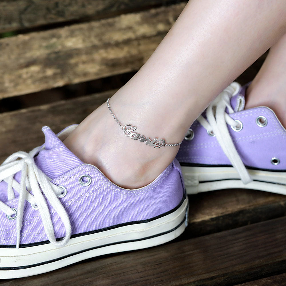 Personalized Name Anklet 925 Sterling Silver