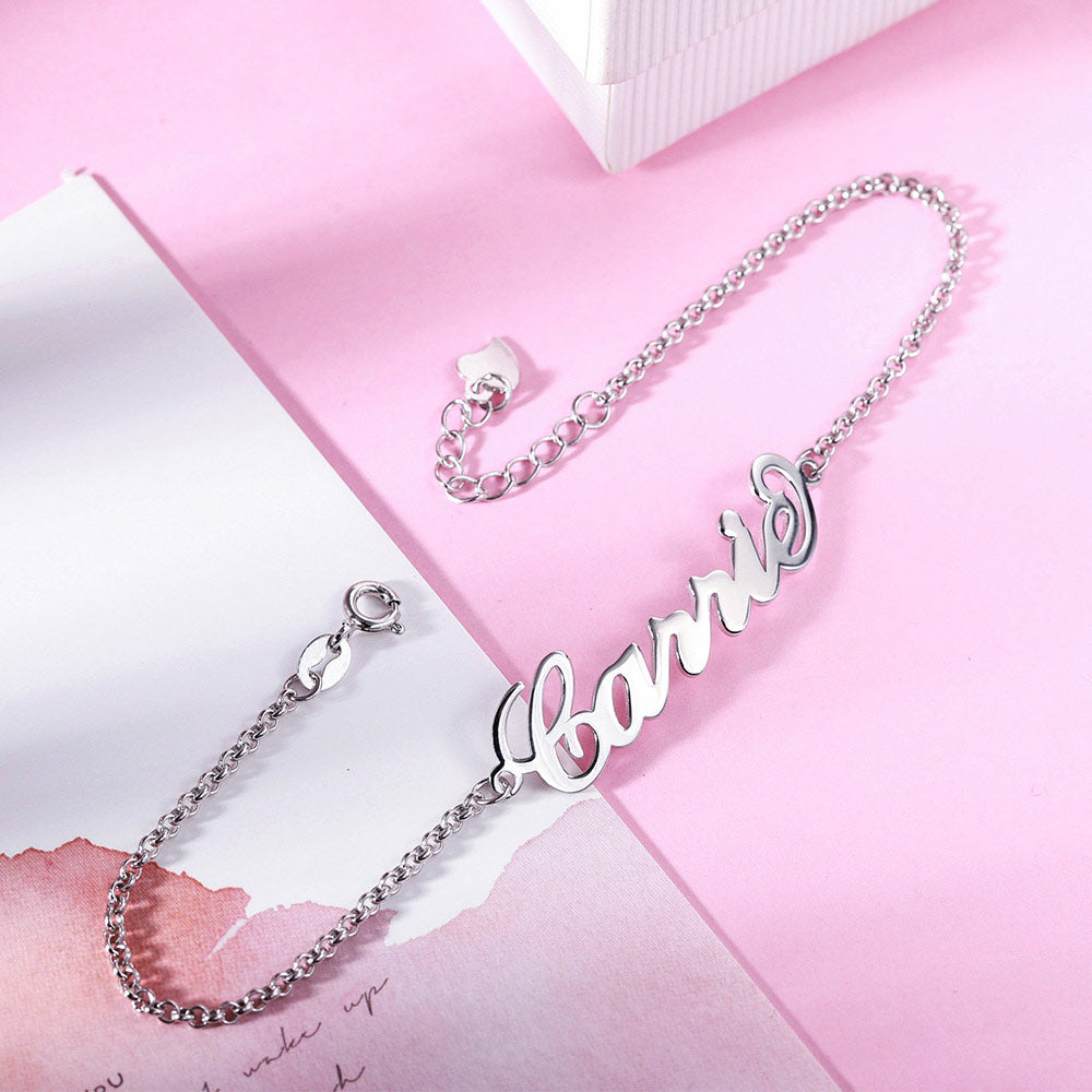Personalized Name Anklet 925 Sterling Silver