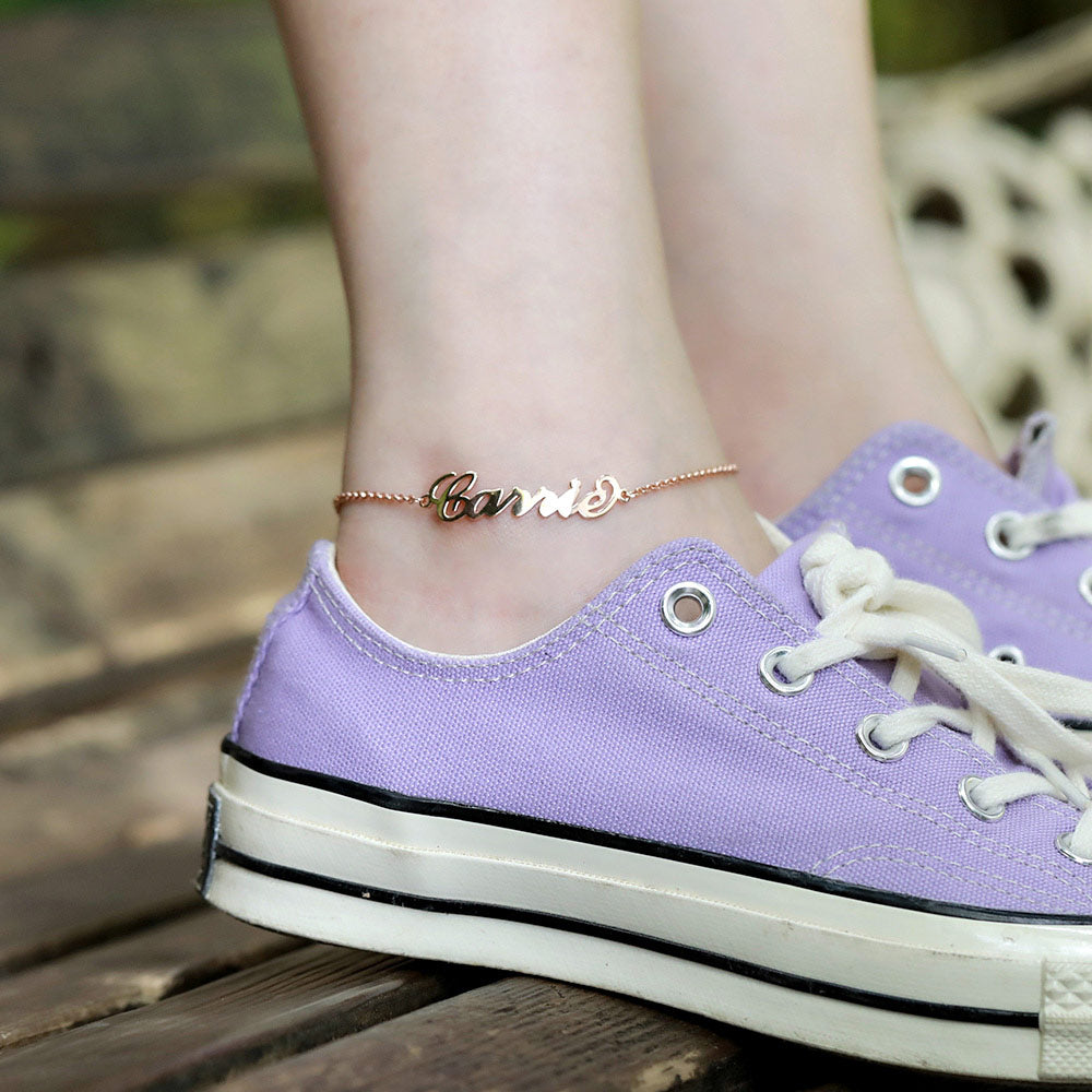 Personalized Name Anklet 925 Sterling Silver