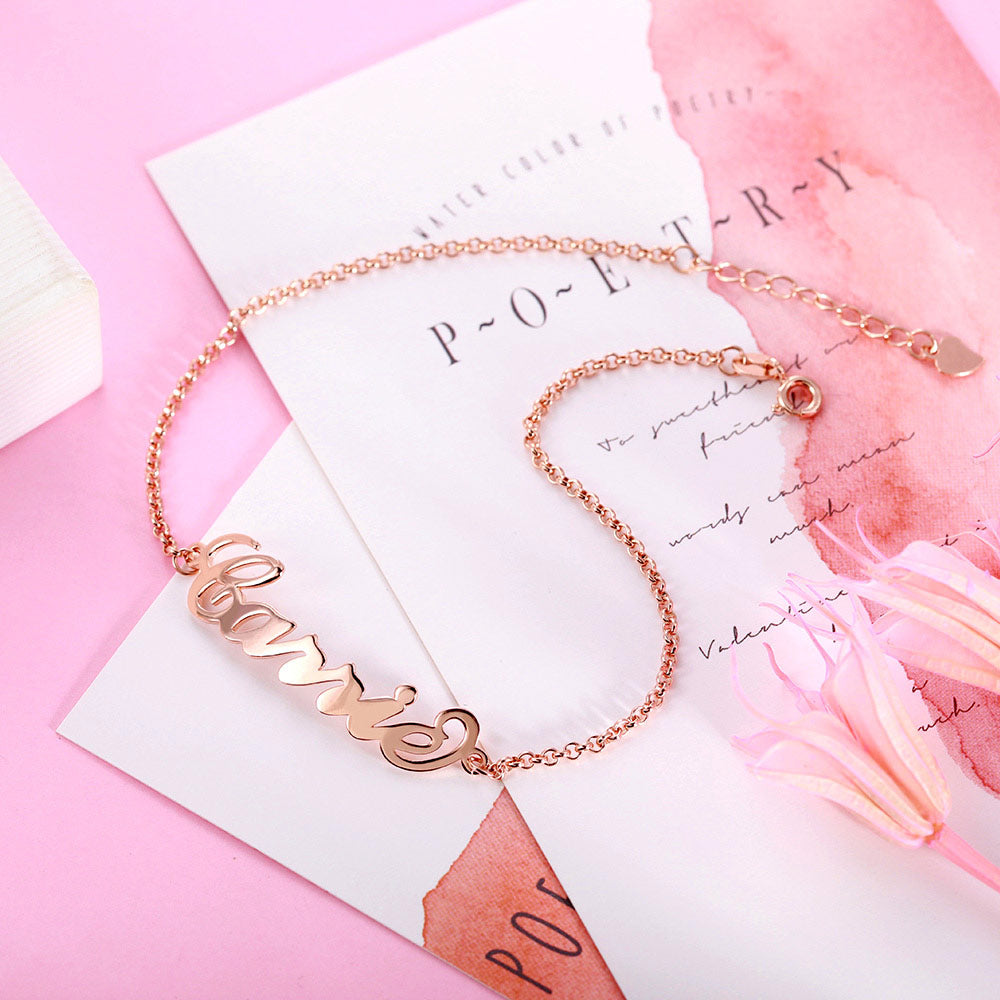 Personalized Name Anklet 925 Sterling Silver
