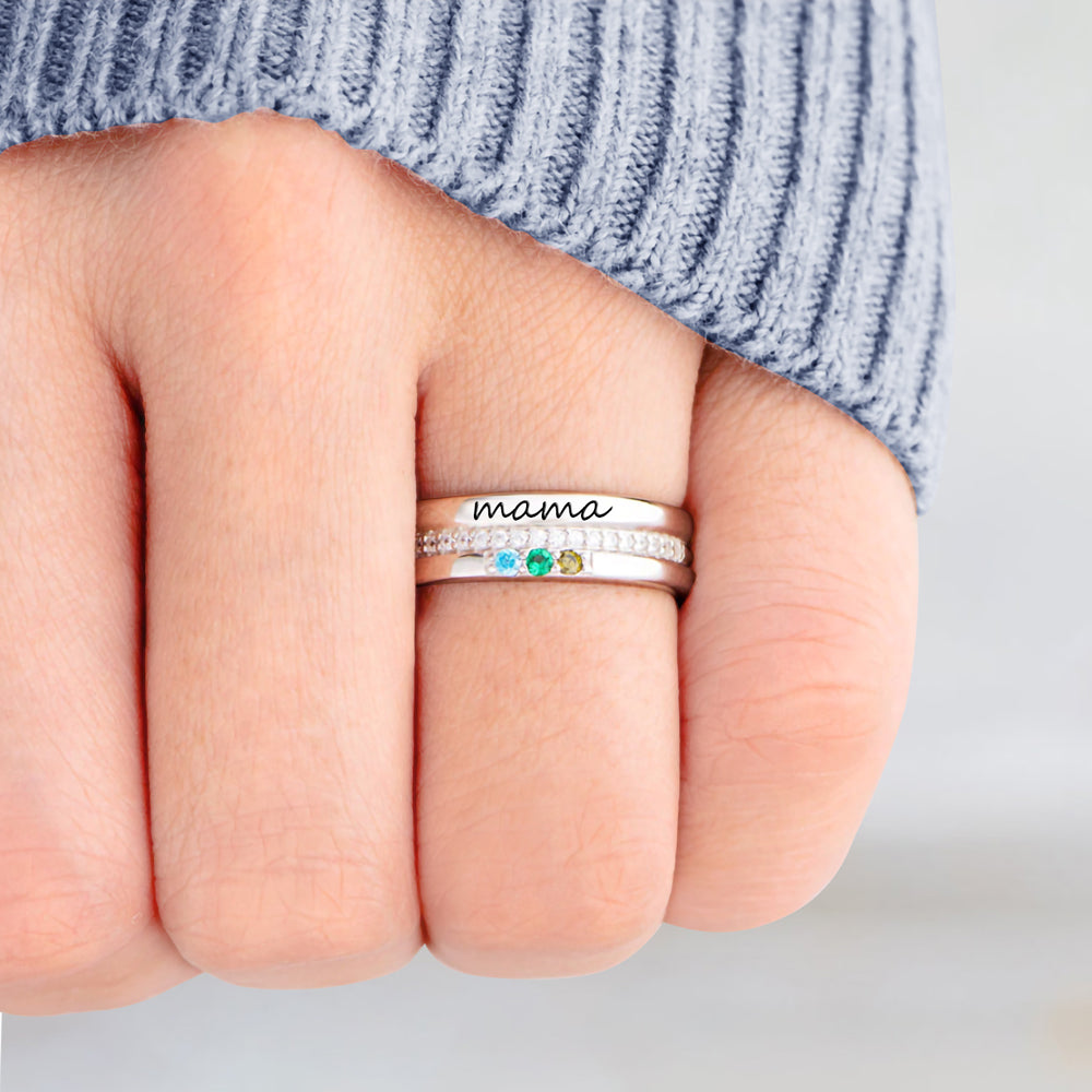 Personalized Birthstone Mama Ring