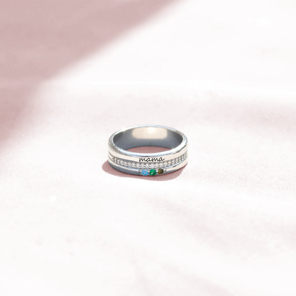 Personalized Birthstone Mama Ring