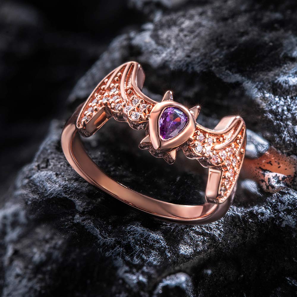 Personalized Birthstone Bat Ring